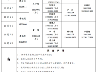 永利yl23411官网（相山校区）学校办公室2017年中秋、国庆假期值班表