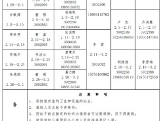 永利yl23411官网（相山校区）学校党政办公室2018年寒假值班表
